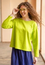 Solid-colour, organic cotton top - tropical green