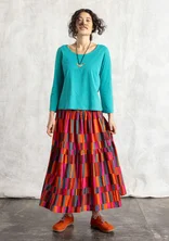 “Rut” woven skirt in rayon/linen - parrot red/patterned