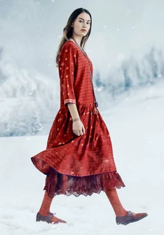 Kleid „Vilhelmina“ aus Öko-Baumwolle/Seide - tomate