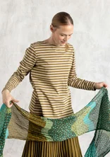 Essential striped top in organic cotton - dark olive/dark natural