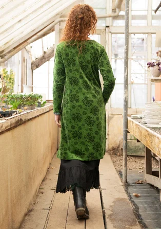 “Selma” organic cotton/recycled polyester velour dress - grass green