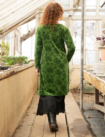 “Selma” velour dress in organic cotton/recycled polyester - grass green