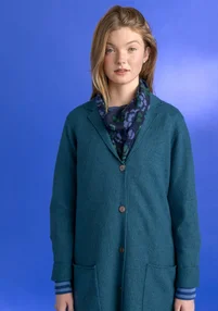 Felted organic wool blazer - dark petrol blue