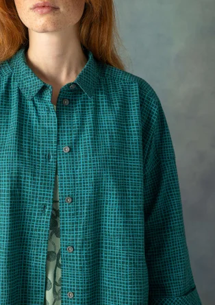 “Pavement” woven shirt tunic in cotton - rainforest green