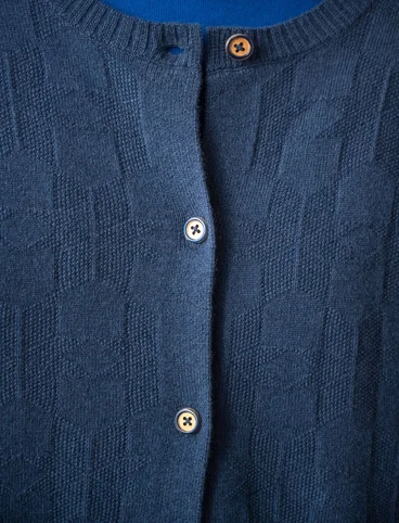 Lang cardigan "Capella" i lammeuld - indigo