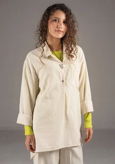 Woven organic cotton/linen shirt - undyed