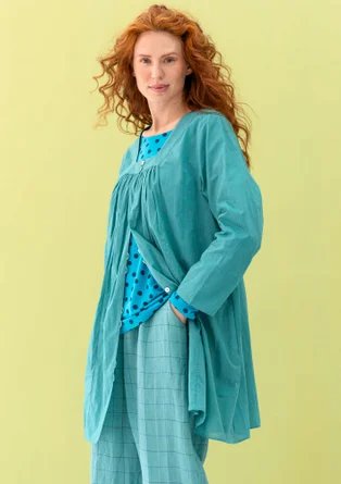 “Agnes” woven artist’s blouse in organic cotton - teal