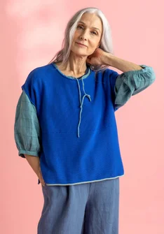 “Edna” recycled cotton, sleeveless favourite sweater - brilliant blue