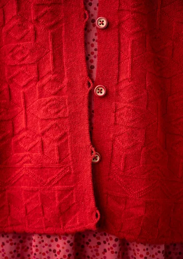 “Nova” lambswool cardigan - tomato/melange