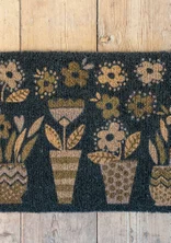 “Flower pots” coir doormat - dark ash grey