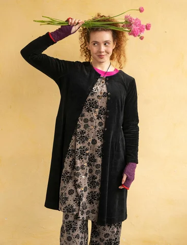 “Selma” organic cotton/recycled polyester velour dress - black