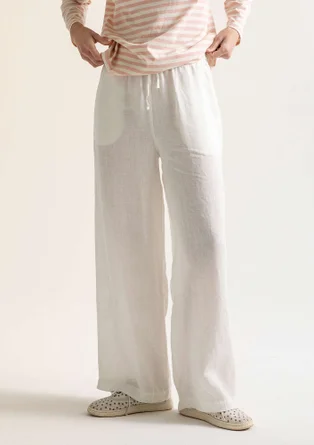 Pantalon tissé "Seraj" en lin - blanc cassé