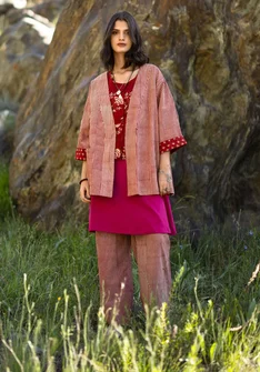 “Willow” woven organic cotton kimono - henna
