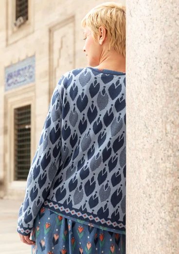 “Lale” cardigan in organic/recycled cotton - indigo