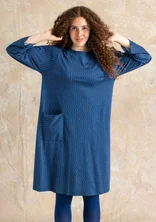 “Ellen” striped/solid-colored jersey dress in organic cotton/modal - ink blue/patterned