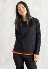 Jersey top in ribbed organic cotton - black