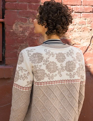 “Rosendale” cardigan in a lambswool blend/organic cotton - mole