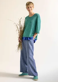 “Seraj” woven pants in linen - light bluebell