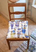Galette de chaise "Flower pots" en coton biologique - lilas-gris