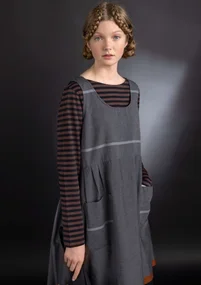 Woven “Ava” jumper dress in organic cotton - black