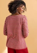 Essential striped top in organic cotton - lingonberry/pink marble