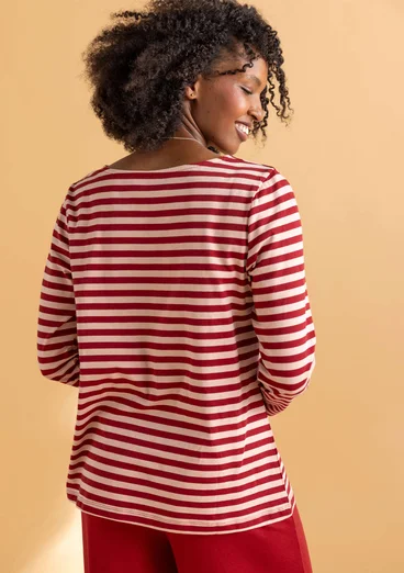 Essential striped top in organic cotton - lingonberry/pink marble