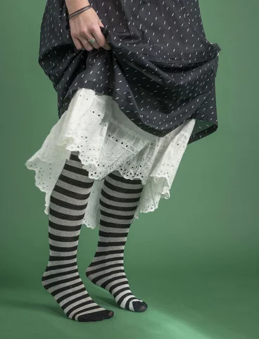 Striped tights in organic cotton - black/ecru
