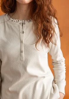 Henley shirt in organic ribbed cotton - feather