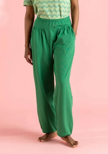 Organic cotton/elastane jersey trousers - basil