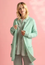 Gilet long en laine/coton/alpaga - menthe poivrée