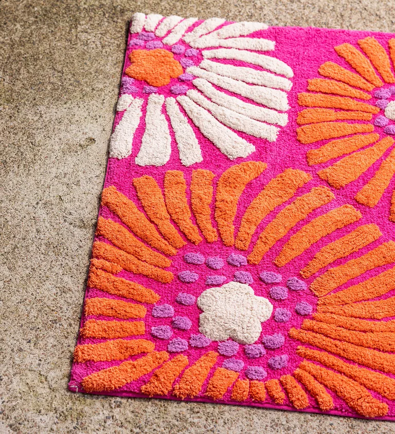 “Poppies” bathroom mat in organic cotton