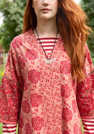 Robe caftan "Roza" en coton biologique tissé - rose cendrée