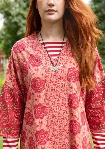 Robe caftan "Roza" en coton biologique tissé - rose cendrée