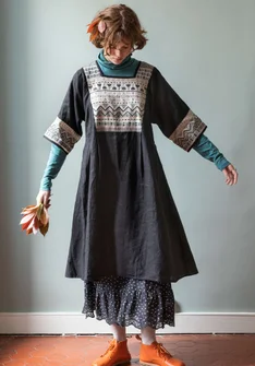 Kleid „Frida“ aus Leinengewebe - schwarz
