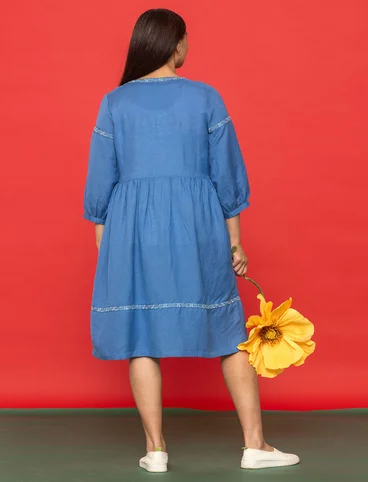 Vävd klänning "Margit" i lin/modal - ishavsblå