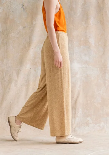 “Ada” jersey pants in lyocell/spandex - oatmeal/patterned