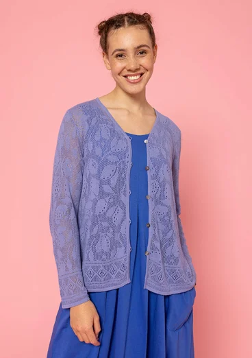 “Luisa” linen/recycled cotton pointelle cardigan - dark lavender