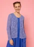 “Luisa” linen/recycled cotton pointelle cardigan (dark lavender XXL)