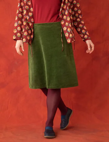 Solid-colour velour skirt made of organic cotton/recycled polyester - pine