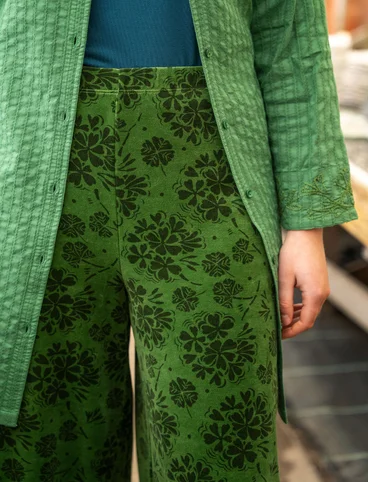 “Selma” velour pants in organic cotton/recycled polyester - grass green