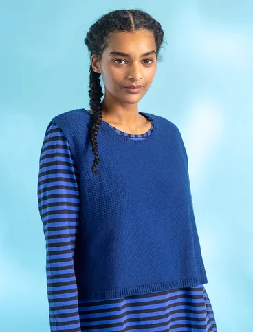 Knit vest in wool/organic cotton - indigo blue