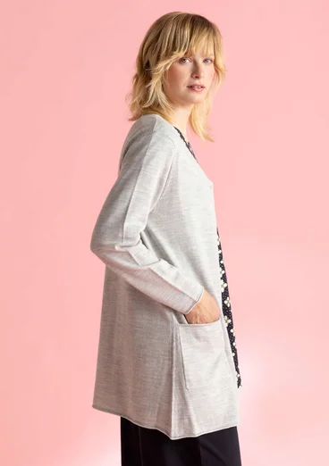 Long cardigan in organic wool - light grey/melange