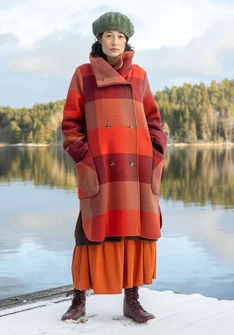 “Alberta” coat in recycled wool/recycled polyester - rooibos/patterned