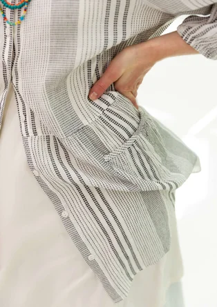 “Thea” woven artist’s blouse in organic cotton dobby - ecru