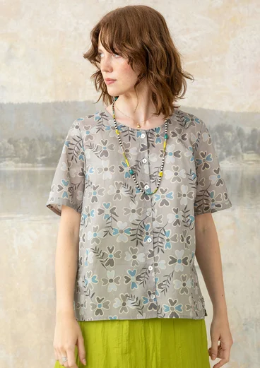 Blouse "Peggy" en coton biologique tissé - gris clair/motif