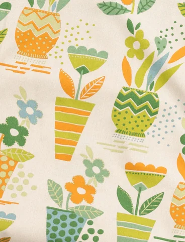 “Flower pots” organic cotton fabric - leaf green