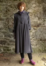 “Frigg” solid-colour, organic cotton dress - dark ash grey