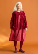 Velour cardigan in organic cotton/recycled polyester - pomegranate