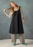 “Thessaloniki” woven organic cotton/linen pinafore dress (black XS)