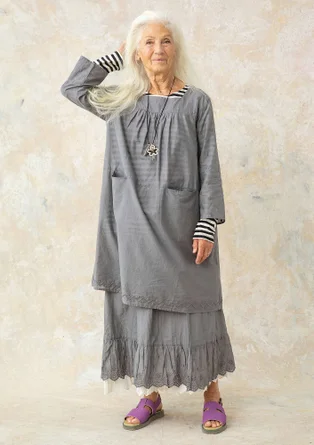 Woven dress in organic cotton - graphite